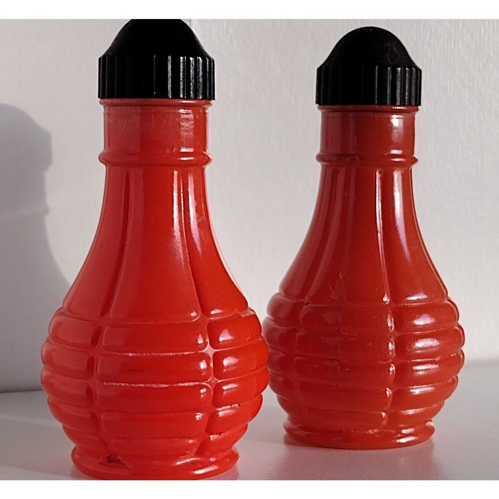 Vintage Anchor Hocking Tall 5" Orange Salt & Pepper Shakers